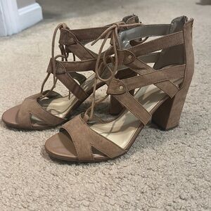 brown lace up heels